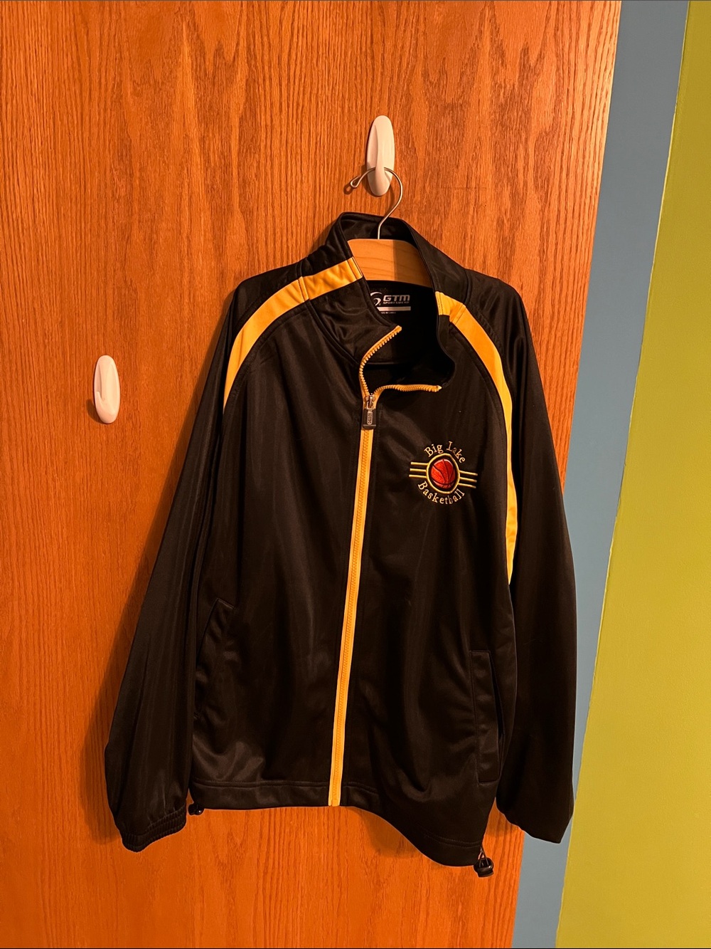 Black & Yellow Athletic Warm Up Jacket - Big Lake Basketball Size Small